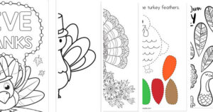 colage of free thanksgiving coloring pages