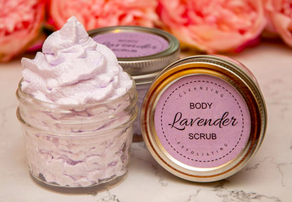 pink foaming lavender scrub diy recipe