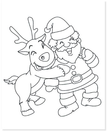 santa and rudolf coloring sheet printable