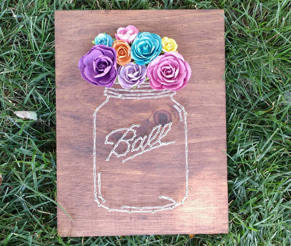 string art mason jar - diy gift for mom