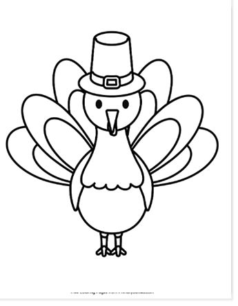 turkey with pilgrim hat coloring pages