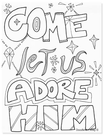 come let us adore him coloring lettering pages christmas