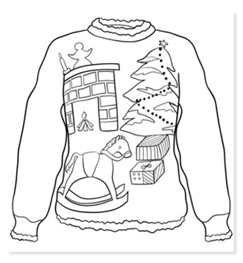 christmas sweater coloring page free