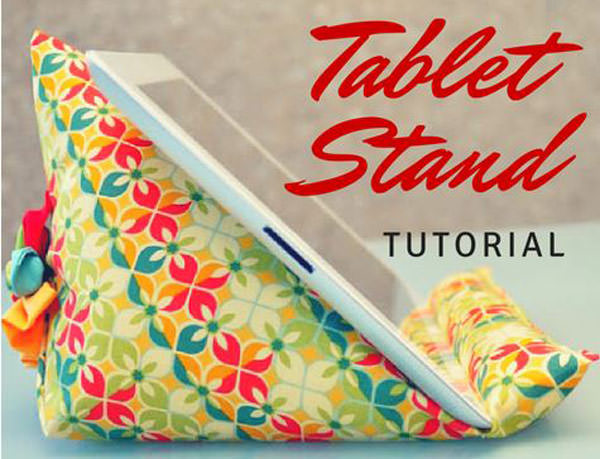 ipad or tablet stand tutorial diy with fun fabric.