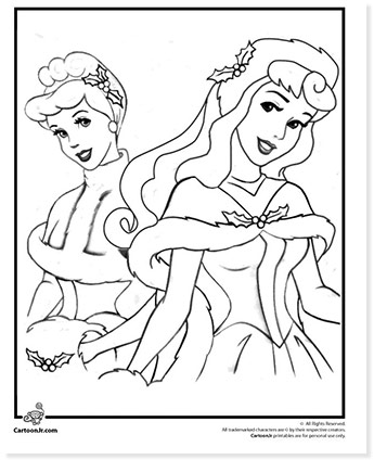 princess christmas coloring pages from disney