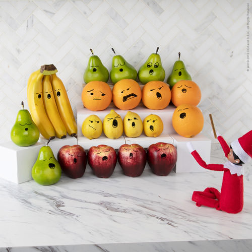 Elf on the shelf with fruit choir idea