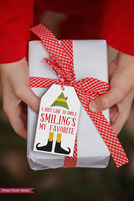 christmas gift with elf movie quote movie tags I just like to smile smiling's my favorite.