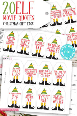 20 elf movie quotes christmas gift tags. Press Print Party!