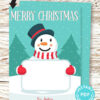 Christmas gift card holder generic with snowman editable text merry christmast happy holidays Press Print Party