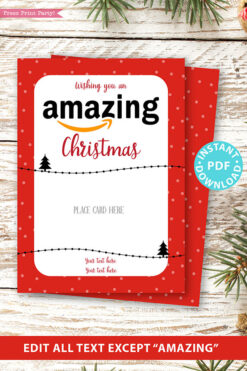 Amazon christmas gift card holder. wishing you an amazing christmas editable text red with dots Press Print Party