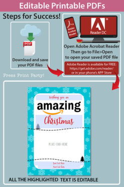 Amazon christmas gift card holder. wishing you an amazing christmas editable text blue with snowflakes Press Print Party