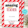 Amazon gift card holder for christmas Thank you card, thanks for being an amazing teacher, editable text, template instant download pdf, Press Print Party red stripes