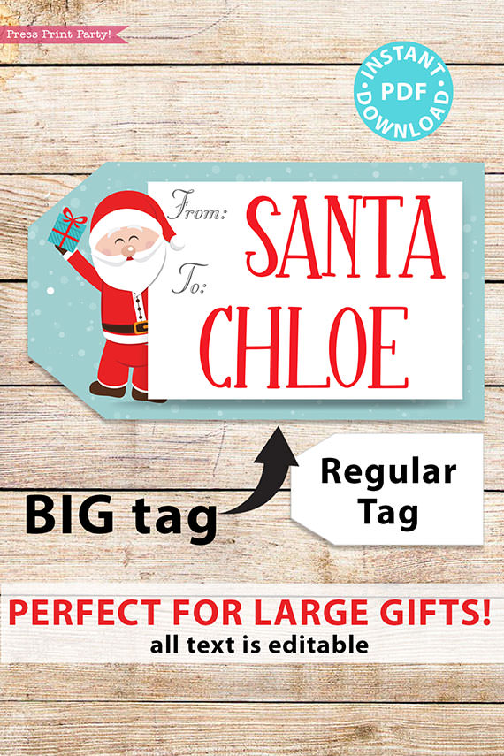 Personalized Printable Christmas Gift Tags Template (Instant