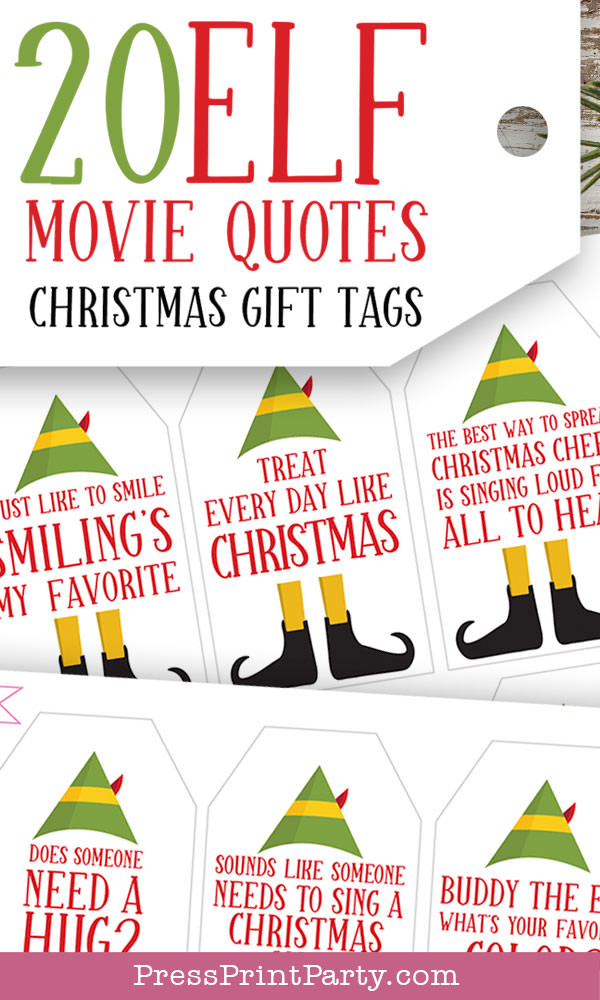 Elf movie quotes funny christmas gift tags printables