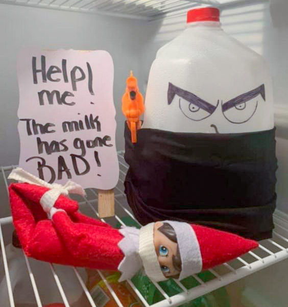 help me the milk has gone bad elf on the shelf funny idea