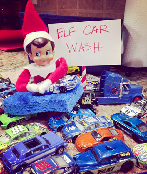 elf car wash with toy cars