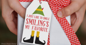 elf movie quote christmas tags printable press print party I just love to smile smiling's my favorite