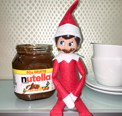 elf on the shelf idea with nutella mustache