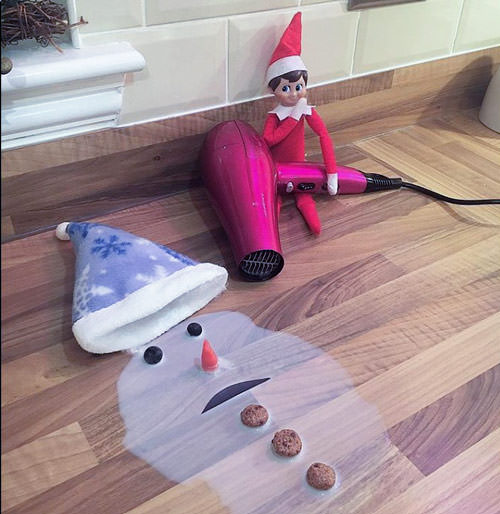 funny elf on the shelf idea melted snowman