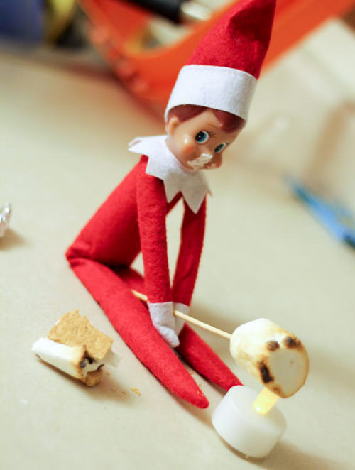 elf on the shelf roasting smores