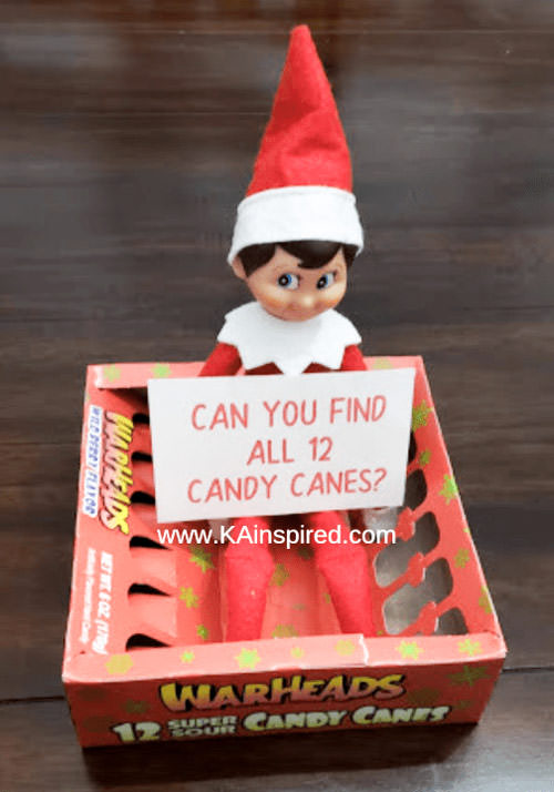 Can you find all 12 candy canes elf on the shelf idea