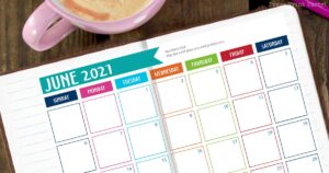 free 2021 calendar monthly for bullet journal and binders by Press Print Party, with verse