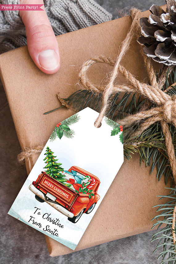 Handmade Red Truck Christmas Gift Tags With String Rustic Christmas Gift  Tags Christmas Tags Handmade Rustic Christmas Gift Wrapping 