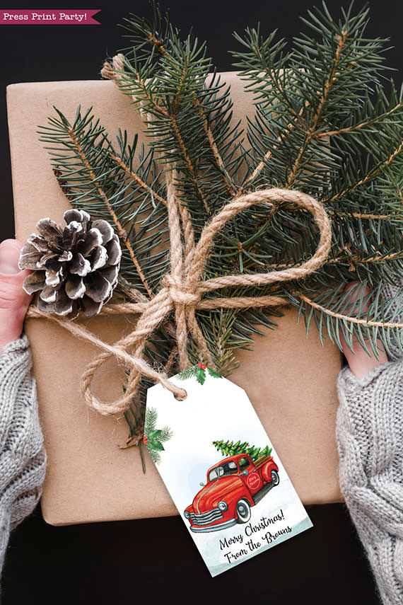 Handmade Red Truck Christmas Gift Tags With String Rustic Christmas Gift  Tags Christmas Tags Handmade Rustic Christmas Gift Wrapping 