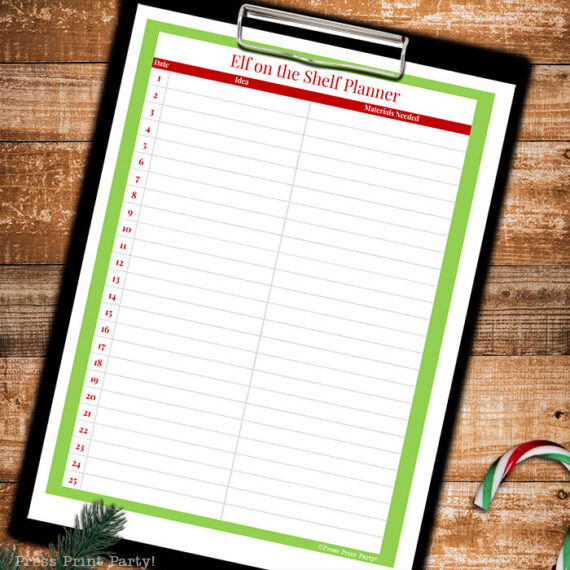 Elf on The Shelf Printable Planner [FREE] - Press Print Party!