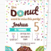 Donut birthday party invitation instant download for printed and digital invitation with envelope label - blue donut and sprinkles- Press Print party