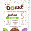 Donut party invitation instant download for printed and digital invitation with envelope label - green donut and sprinkles- Press Print party