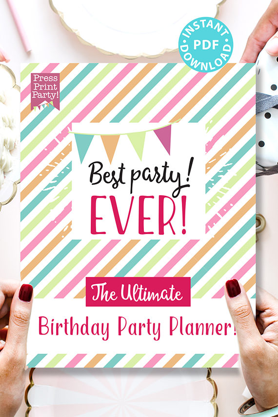 Best Party Ever the Ultimate Birthday Party Planner with cake and hands Press Print Party! Instant download pdf