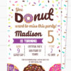 Donut party invitation instant download for printed and digital invitation with envelope label - Purple donut and sprinkles- Press Print party