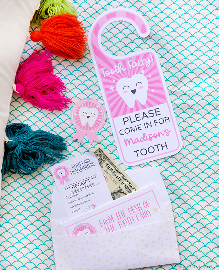 letters from the tooth fairy ideas and templates. tooth fairy letter with receipt, sticker and money. Press Print Party!