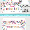 Birthday Coupon Books Printables homemade editable customizable confetti - blank coupon book for kids, boyfriend, girlfriend, ideas. Press Print Party!