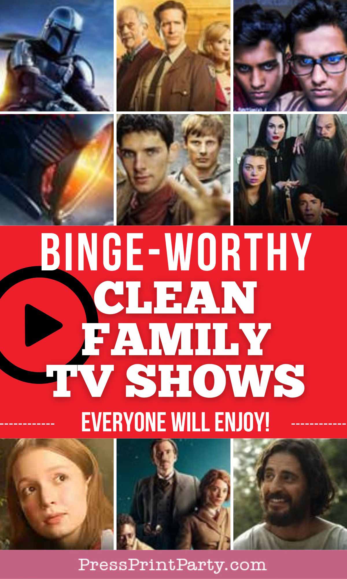 binge worthy clean family tv shows that everyone will enjoy list. family friendly - Press Print Party