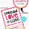 Kids Valentine Card Printable, Spread Love Not Germs Gift Tag For Friend, School, Teacher Valentine, Hand Sanitizer INSTANT Digital DOWNLOAD