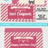 Sexy Love coupon book template blank for valentine's day - for wife, husband, boyfriend girlfriend. naughty coupons - striped design - Press Print Party!