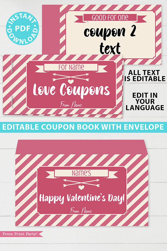 Love Coupon Book Printable DIY [Stripes] Press Print Party!