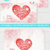 Valentine's day coupon book template blank - for wife, mom, girlfriend - watercolor heart design - Press Print Party!