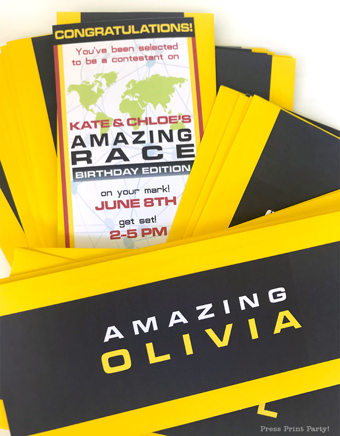 the amazing race birthday party invitation