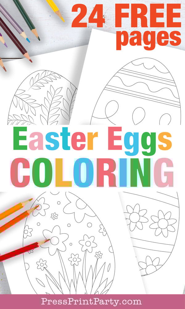 easter egg coloring pages free printable template. coloring pages outline Press Print Party!