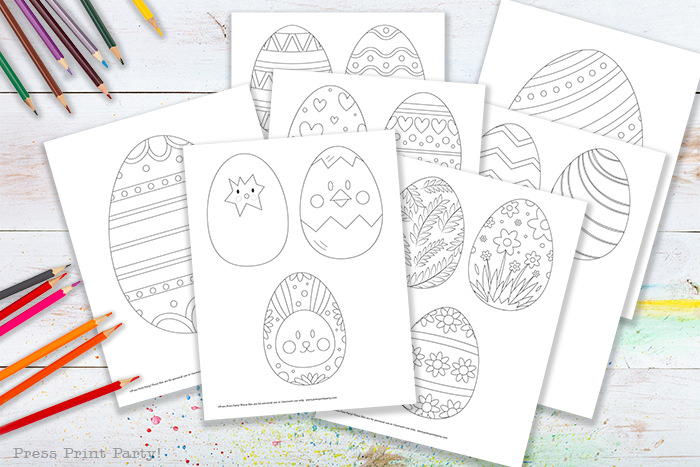 easter egg coloring pages free printable template. coloring pages outline Press Print Party!