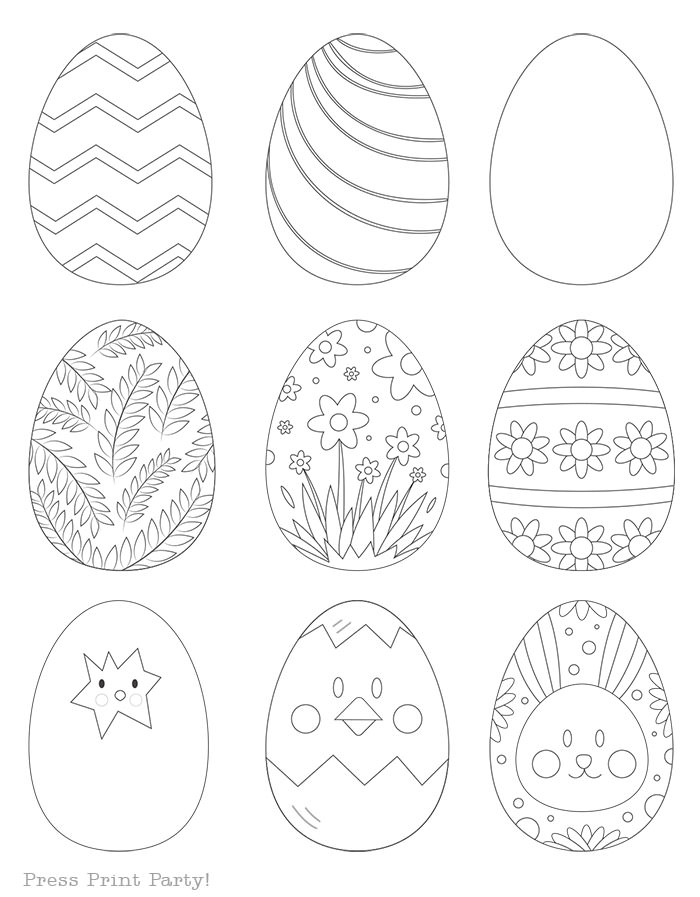 easter egg coloring pages free printable template. coloring pages outline Press Print Party!