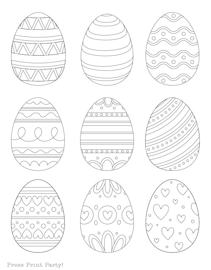 easter egg coloring pages free printable template. coloring pages outline Press Print Party!