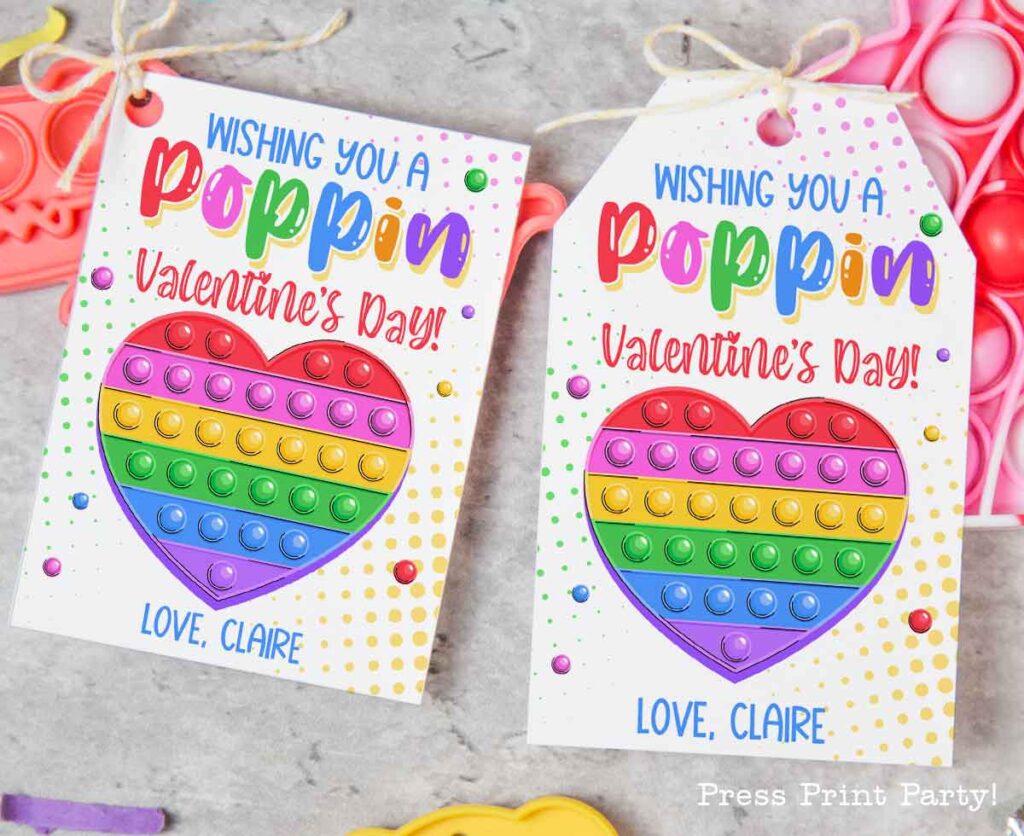 pop its valentines - rainbow - press print party