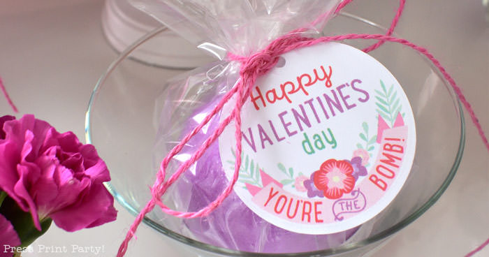 bath bomb valentines day tag for kids you're the bomb happy valentines day Press Print Party