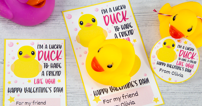 I'm a lucky duck to have a friend like you. creative valentines day kids cards for school press print party