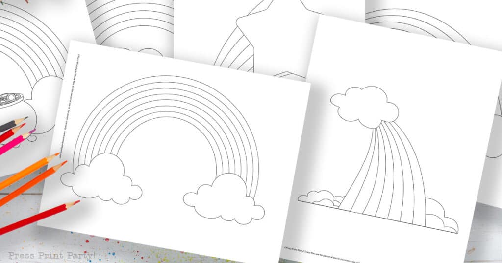 7 free rainbow coloring page templates press print party