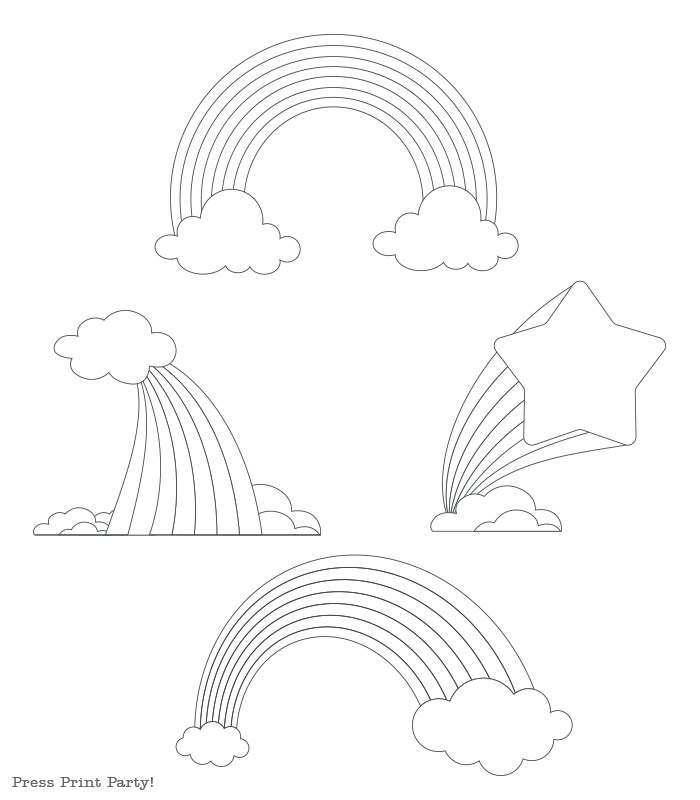 rainbow template coloring pages worksheets free printable. Press Print Party!